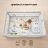 TINSY Fabric Playpen 120 x 180 cm for Toddlers & Kids up to 5 Years | Playard with Balls and 2 Grasp Rings | Space-Efficient Safety Enclosure | Mesh Viewing Panels | No Mat