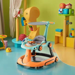 TINSY 2-in-1 Multifunctional Baby Walker & Learning Toy | Foldable, Adjustable Height, 360° Rotating Wheels | For 6–36 Months (Multiple Colors)