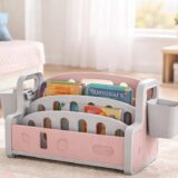 TINSY Front-Facing Kids Book Shelf | Multi-Tier Display | Stable Base | Reading Organizer | Easy Access Books | Classroom or Playroom Storage | Polypropylene Build | Kids Shelf | Pink