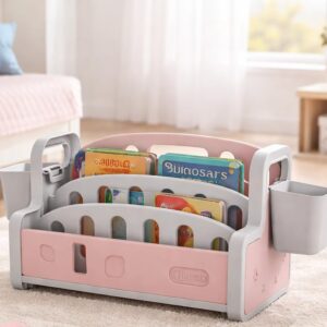TINSY Front-Facing Kids Book Shelf | Multi-Tier Display | Stable Base | Reading Organizer | Easy Access Books | Classroom or Playroom Storage | Polypropylene Build | Kids Shelf | Pink