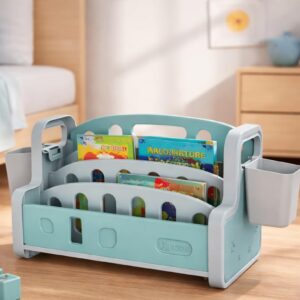 TINSY Front-Facing Kids Book Shelf | Multi-Tier Display | Stable Base | Reading Organizer | Easy Access Books | Classroom or Playroom Storage | Polypropylene Build | Kids Shelf | Green