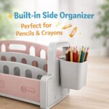 TINSY Front-Facing Kids Book Shelf | Multi-Tier Display | Stable Base | Reading Organizer | Easy Access Books | Classroom or Playroom Storage | Polypropylene Build | Kids Shelf | Pink