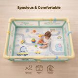 TINSY Fabric Playpen 120 x 180 cm for Toddlers & Kids up to 5 Years | Playard with Balls and 2 Grasp Rings | Space-Efficient Safety Enclosure | Steel Support Frame | Mesh Viewing Panels | No Mat