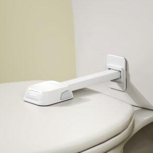 TINSY Child Safety Toilet Seat Lock for Kids, Baby Proof Toilet Seat Lock with Sliding Button, No Drill Adhesive Toilet Lid Lock, Easy Install Bathroom Safety Lock (White)