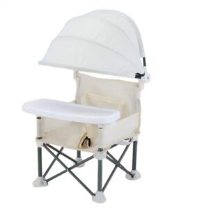 TINSY Portable Baby Beach Chair with Umbrella | Compact Folding Design | Outdoor Comfort Seat | Lightweight Kids Chair | Stable Frame | Travel-Friendly | White