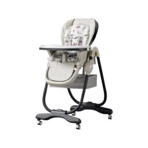 TINSY Classic Baby High Chair | Anti-Skid Base | Feeding Tray Included | Sturdy Frame | Adjustable Tray | Safe Seating | Polypropylene Build | Kids High Chair | Infant Toddler | White & Black