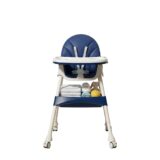 TINSY Feeding High Chair | Adjustable Safety Straps for Secure Seating | Stable Reinforced Legs | Easy-Clean Tray | Comfort Backrest | Compact Design | 0-5 Years | Dark Blue