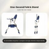 TINSY Feeding High Chair | Adjustable Safety Straps for Secure Seating | Stable Reinforced Legs | Easy-Clean Tray | Comfort Backrest | Compact Design | 0-5 Years | Dark Blue