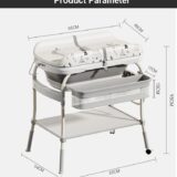 T﻿INSY Baby Changing Station with Bath Tub and Storage | Waterproof Top Panel | Elevated Frame | Nursery Organizer | Easy Cleaning | Infant Changing Table | Compact Design | White
