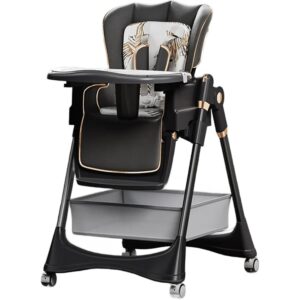 TINSY High Chair Polypropylene Safety Belt Secured Seat | Elevated Dining Support | Heavy-Duty Frame | Tray Lock System | Scratch-Resistant Finish | Boys & Girls 0-5 Years | Black