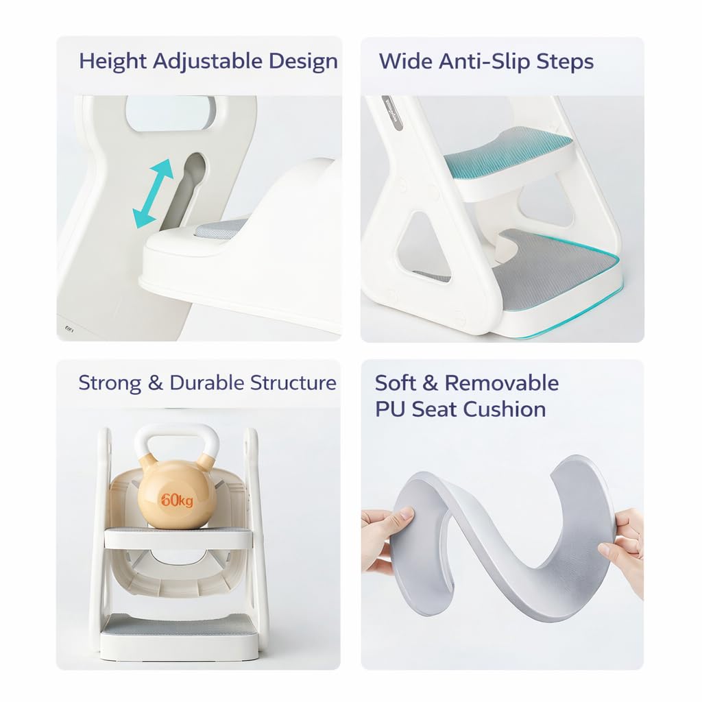 TINSY Premium Baby Potty Training Solutions | Soft PU Leather Comfort | Toddler Toilet Trainer, Potty Seat & Potty Chair | Comfortable, Safe & Easy-to-Clean Design for Kids (Ladder Potty Trainer)