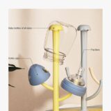 TINSY Baby Bottle Drying Rack | Polypropylene Feeding Bottle Stand | Airflow Drain Tray | Multi Accessory Holder for Nipples Caps Teats | Kitchen Counter Organizer | Infant Storage Rack | Brown