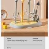TINSY Baby Bottle Drying Rack | Polypropylene Feeding Bottle Stand | Airflow Drain Tray | Multi Accessory Holder for Nipples Caps Teats | Kitchen Counter Organizer | Infant Storage Rack | Brown