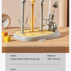 TINSY Baby Bottle Drying Rack | Polypropylene Feeding Bottle Stand | Airflow Drain Tray | Multi Accessory Holder for Nipples Caps Teats | Kitchen Counter Organizer | Infant Storage Rack | Brown