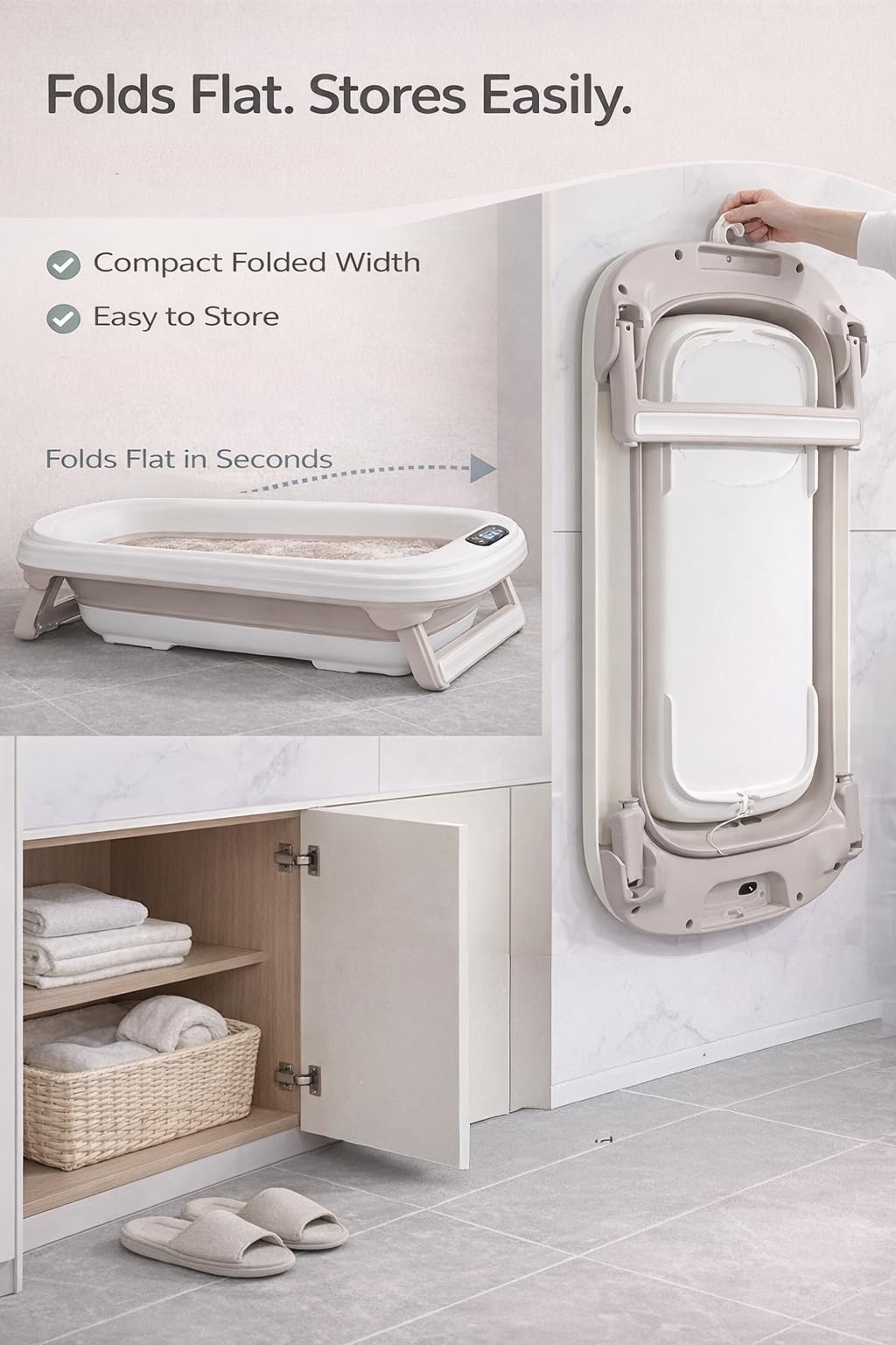 TINSY Premium Baby Bath Tub | Anti-Skid Base | Lightweight Body | Spacious Interior | Easy Cleaning | Infant Toddler Bathing Seat | Stable Design | White