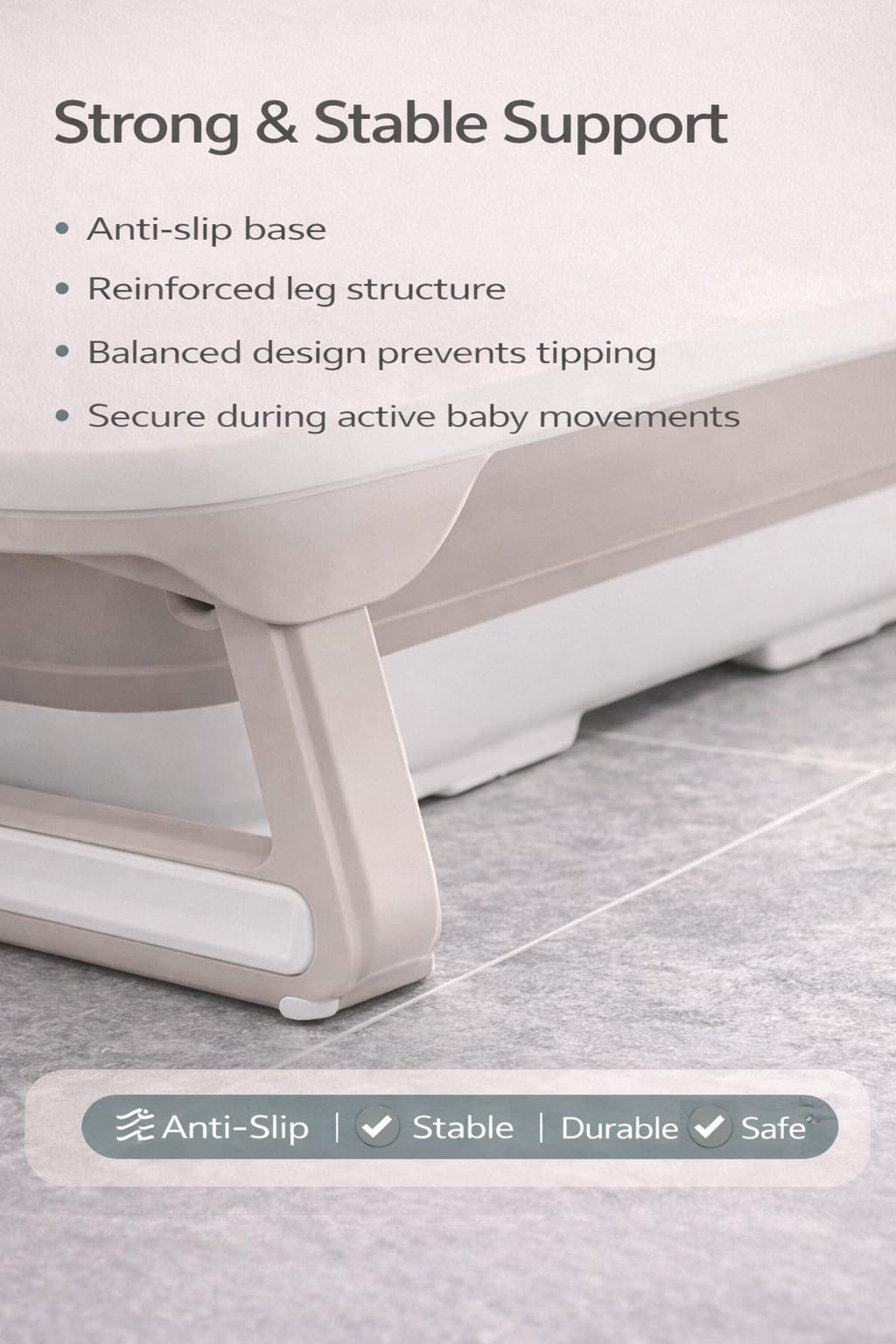 TINSY Premium Baby Bath Tub | Anti-Skid Base | Lightweight Body | Spacious Interior | Easy Cleaning | Infant Toddler Bathing Seat | Stable Design | White
