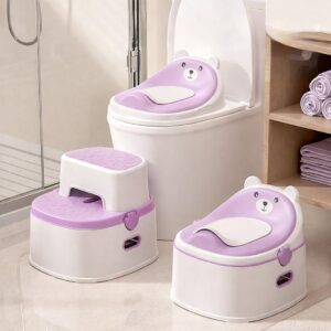 TINSY 3-in-1 Potty Seat | Trainer and Step Stool Combo | Removable Bowl | Anti-Tip Base | Polypropylene Material | Multi-Stage Potty Solution | Portable Child Seat | Purple