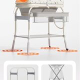 T﻿INSY Baby Changing Station with Bath Tub and Storage | Waterproof Top Panel | Elevated Frame | Nursery Organizer | Easy Cleaning | Infant Changing Table | Compact Design | White