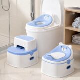 TINSY 3-in-1 Potty Seat | Trainer and Step Stool Combo | Removable Bowl | Anti-Tip Base | Polypropylene Material | Multi-Stage Potty Solution | Portable Child Seat | Blue
