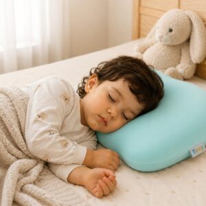 TINSY DreamRest Kids Memory Foam Pillow (Blue, 2–15 Years), Ultra Soft & Breathable, Comfortable Support Pillow (50×30×10 cm)
