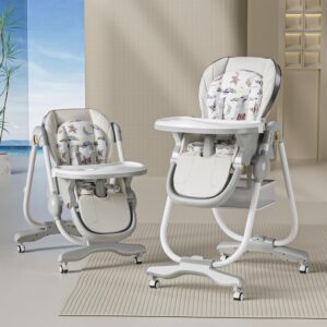 TINSY Classic Baby High Chair | Anti-Skid Base | Feeding Tray Included | Sturdy Frame | Adjustable Tray | Safe Seating | Polypropylene Build | Kids High Chair | Infant Toddler | White