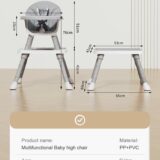 TINSY 3-in-1 Convertible Baby High Chair | Feeding to Dining Mode | Adjustable Structure | Sturdy Frame | Polypropylene Build | Toddler Infant Seating | Safe Support | Grey & White
