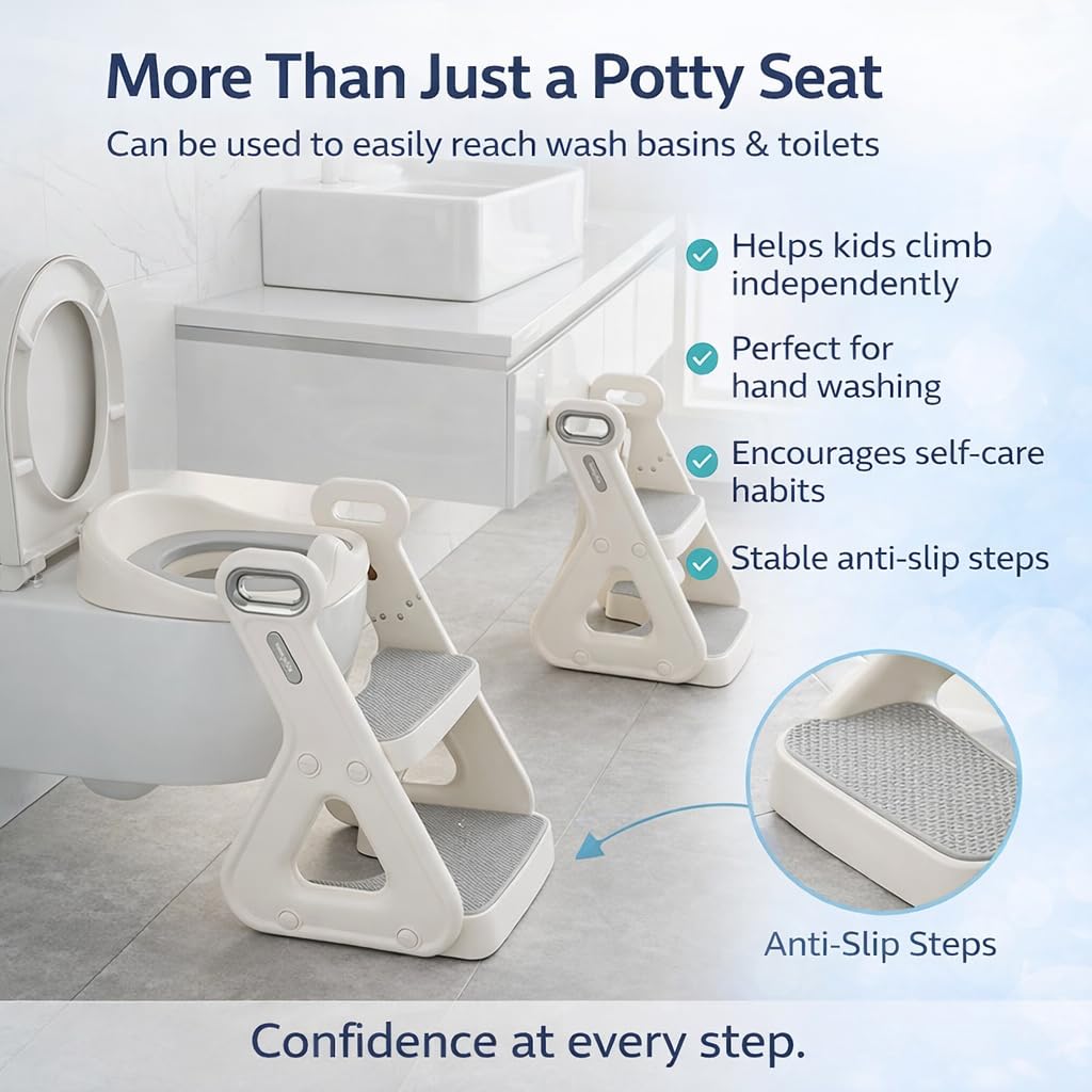 TINSY Premium Baby Potty Training Solutions | Soft PU Leather Comfort | Toddler Toilet Trainer, Potty Seat & Potty Chair | Comfortable, Safe & Easy-to-Clean Design for Kids (Ladder Potty Trainer)