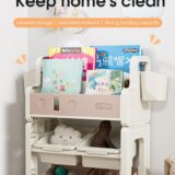 TINSY Storage Book Shelf for Kids | Mixed Compartment Design | Reinforced Frame | Kid-Friendly Height Access | Bedroom Organizer | Boys and Girls | Polypropylene Build | Pink