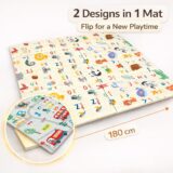 TINSY Extra Thick Baby Play Mat (0.8 cm & 1.0 cm) – 180 × 150 cm Reversible Foldable Foam Playmat, Non-Toxic Waterproof Crawling Mat, Anti-Slip Cushion Floor Mat for Babies & Toddlers