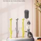 TINSY Baby Bottle Drying Rack | Polypropylene Feeding Bottle Stand | Airflow Drain Tray | Multi Accessory Holder for Nipples Caps Teats | Kitchen Counter Organizer | Infant Storage Rack | Brown
