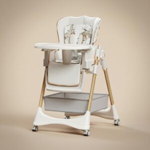 TINSY High Chair Polypropylene Safety Belt Secured Seat | Elevated Dining Support | Heavy-Duty Frame | Tray Lock System | Scratch-Resistant Finish | Boys & Girls 0-5 Years | White