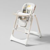 TINSY Feeding Chair Polypropylene Detachable Tray | Stable Foot Support | Compact Frame Layout | Smooth Edge Finish | Removable Tray Plate | Kids High Chair | Modern Finish | White