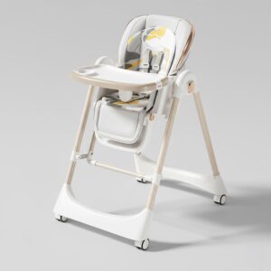TINSY Feeding Chair Polypropylene Detachable Tray | Stable Foot Support | Compact Frame Layout | Smooth Edge Finish | Removable Tray Plate | Kids High Chair | Modern Finish | White