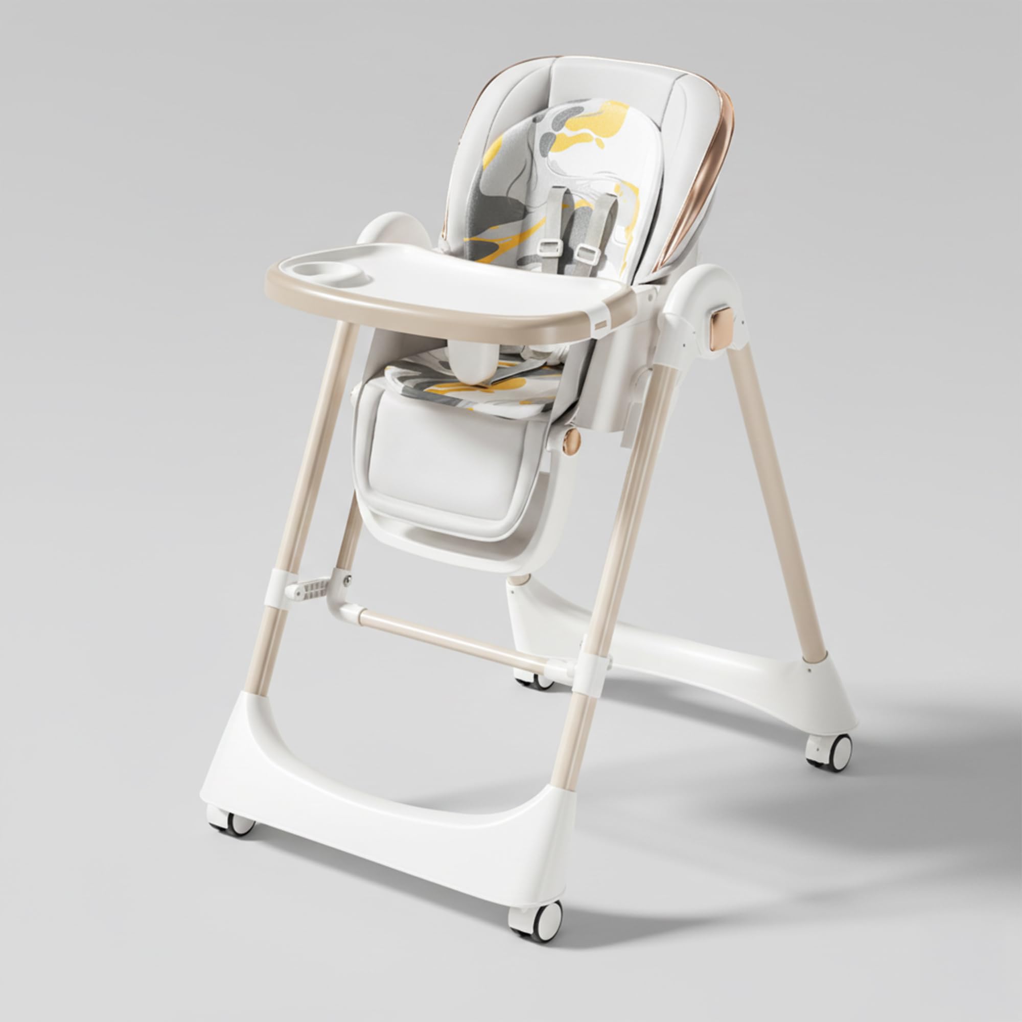 TINSY Feeding Chair Polypropylene Detachable Tray | Stable Foot Support | Compact Frame Layout | Smooth Edge Finish | Removable Tray Plate | Kids High Chair | Modern Finish | White