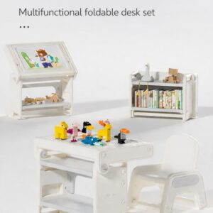TINSY Kids Study Table Set with Chair, 4 in 1 Multifunctional Desk Set for 2+ Years Kids