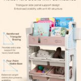 TINSY Storage Book Shelf for Kids | Mixed Compartment Design | Reinforced Frame | Kid-Friendly Height Access | Bedroom Organizer | Boys and Girls | Polypropylene Build | Pink