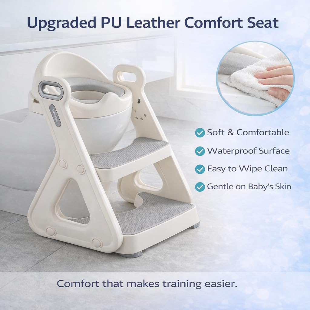 TINSY Premium Baby Potty Training Solutions | Soft PU Leather Comfort | Toddler Toilet Trainer, Potty Seat & Potty Chair | Comfortable, Safe & Easy-to-Clean Design for Kids (Ladder Potty Trainer)