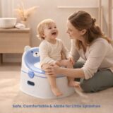 TINSY 3-in-1 Potty Seat | Trainer and Step Stool Combo | Removable Bowl | Anti-Tip Base | Polypropylene Material | Multi-Stage Potty Solution | Portable Child Seat | Blue