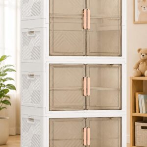 TINSY Kids Wardrobe Storage Cabinet with Doors & Wheels, Multi-Purpose Plastic Cupboard for Clothes, Toys & Essentials, Space-Saving Organizer for Kids Room, Nursery & Bedroom
