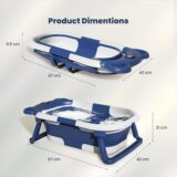 TINSY Foldable Baby Bath Tub | Polypropylene Infant Basin | Built-in Water Thermometer | Head Support Pillow | Anti-Slip Base | Portable Newborn Bath Container | Nursery Tub