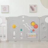 TINSY Foldable Baby Playpen for Kids & Toddlers up to 5 Years (150 × 150 cm, 14 Panels, ~25 Sqft) | Safety Gate Lock | Large Indoor Baby Play Yard / Activity Play Area | Sturdy Kids Safety Fence | No Mat