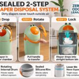 TINSY Diaper Disposal Bin | Polypropylene Nappy Waste Container | Odour Seal Lid | Removable Inner Pail | Baby Care Dustbin | Nursery Hygiene Bucket | Infant Waste Holder with Handle
