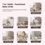 TINSY 3-in-1 Convertible Baby High Chair | Feeding to Dining Mode | Adjustable Structure | Sturdy Frame | Polypropylene Build | Toddler Infant Seating | Safe Support | Grey & White
