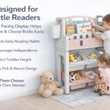 TINSY Storage Book Shelf for Kids | Mixed Compartment Design | Reinforced Frame | Kid-Friendly Height Access | Bedroom Organizer | Boys and Girls | Polypropylene Build | Pink