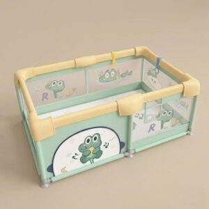 TINSY Fabric Playpen Space-Efficient Safety Enclosure | Steel Support Frame | Mesh Viewing Panels | Secure Zip Entry | Indoor Play Area | Baby Playpen | Toddler Fence