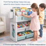 TINSY Storage Book Shelf for Kids | Mixed Compartment Design | Reinforced Frame | Kid-Friendly Height Access | Bedroom Organizer | Boys and Girls | Polypropylene Build | Green