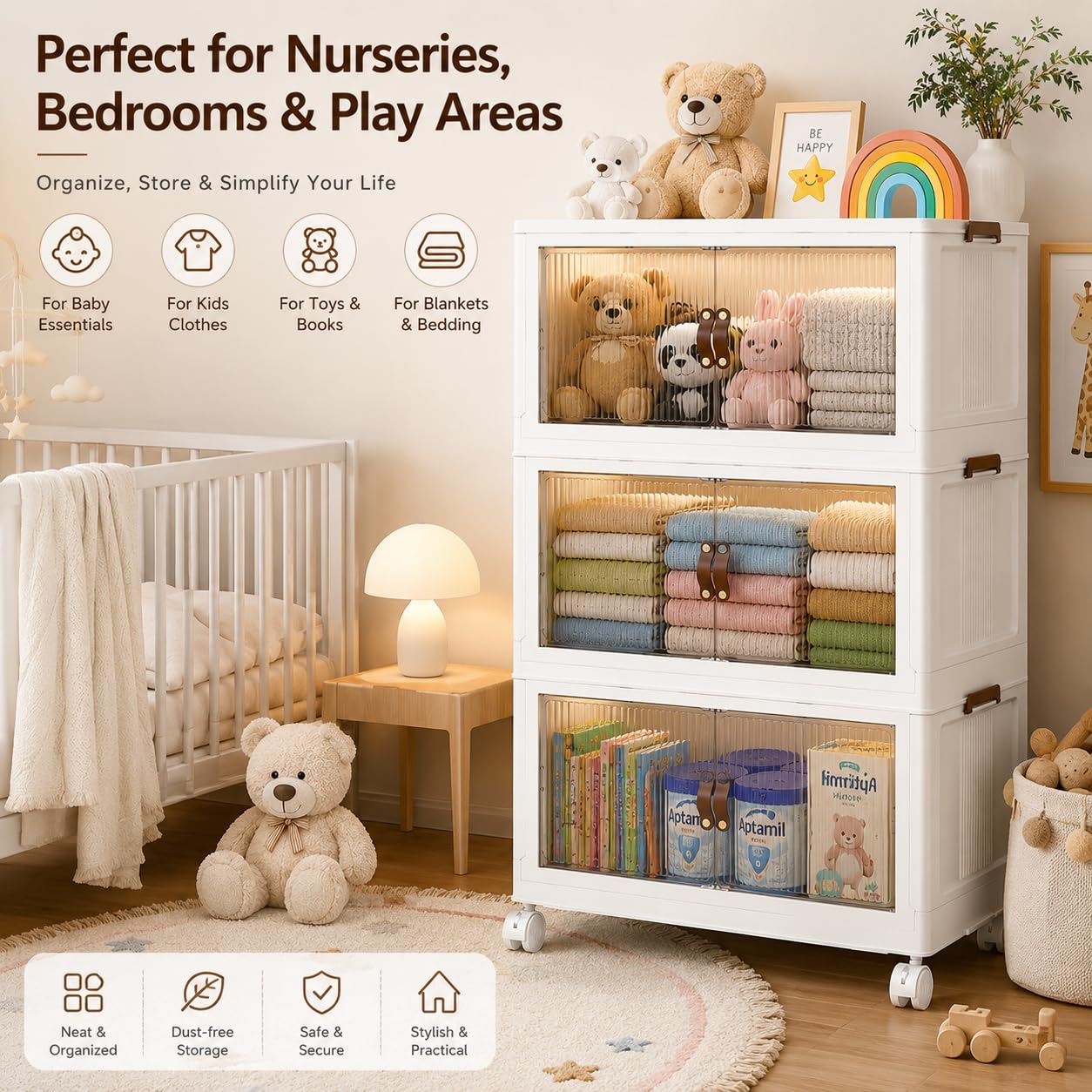 Tinsy 3-in-1 Kids Push Cart & Rolling Toy Storage Box