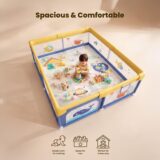 TINSY Fabric Playpen 150 x 180 cm for Toddlers & Kids up to 5 Years |Playard with Balls and 2 Grasp Rings | Compact Mesh Enclosure | Playard with Safety | Indoor Play Area | No Mat