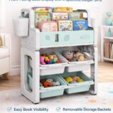 TINSY Storage Book Shelf for Kids | Mixed Compartment Design | Reinforced Frame | Kid-Friendly Height Access | Bedroom Organizer | Boys and Girls | Polypropylene Build | Green