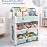 TINSY Storage Book Shelf for Kids | Mixed Compartment Design | Reinforced Frame | Kid-Friendly Height Access | Bedroom Organizer | Boys and Girls | Polypropylene Build | Green